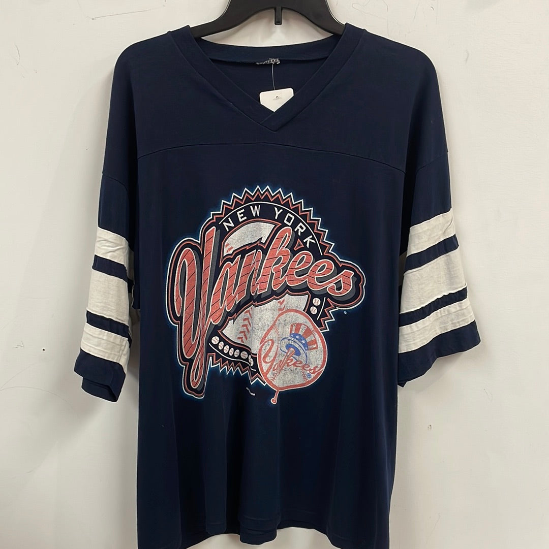 80’s NY Yankees Long Sleeve Tee ヴィンテージ ビンテージ90's○WORLD SERIES NEW YORK YANKEESオールオーバープ