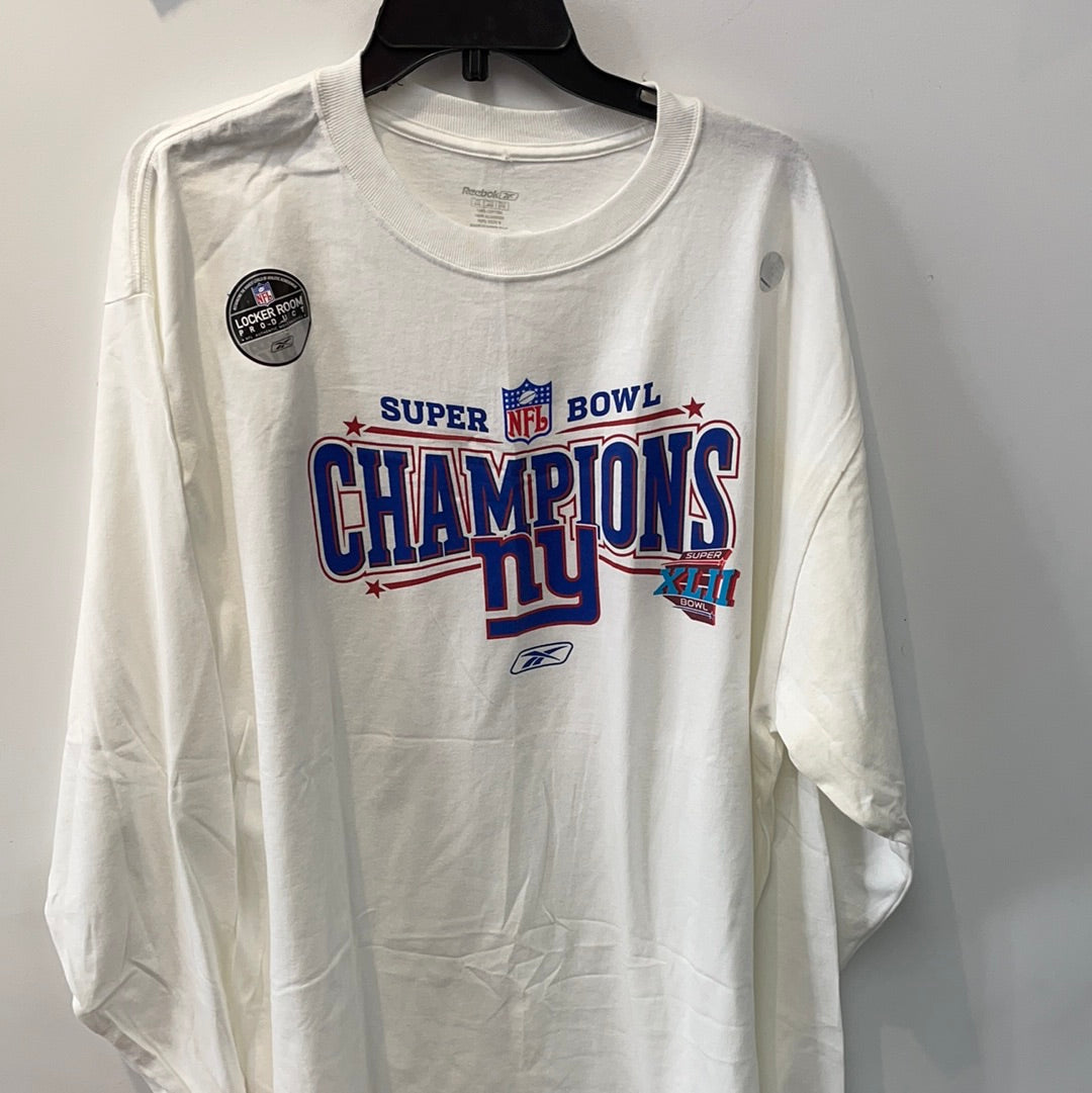 Reebok White New York Giants Super Bowl XLII Long Sleeve T-Shirt – Scholars  & Champs