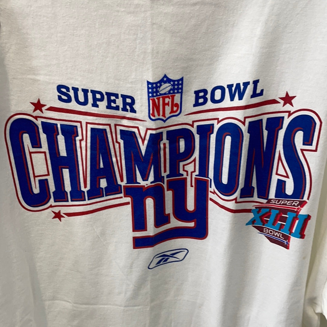 New York Giants Super Bowl Celebration Reebok NFL Black T-Shirt Size Adult Medium