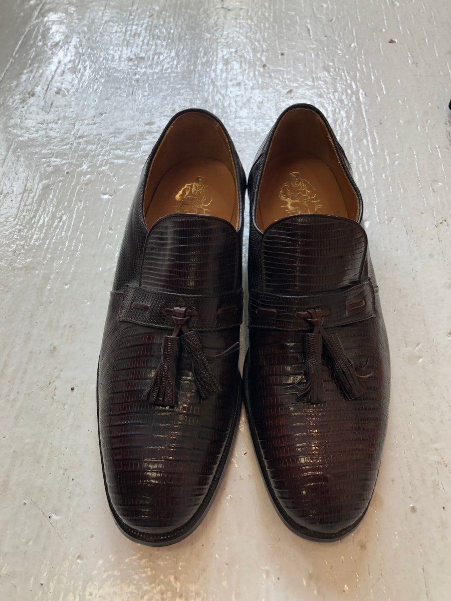 Unworn from 1970's Nettleton Genuine Lizard Skin Shoes with Tassle 7.5 D  Made in Syracuse, NY USA