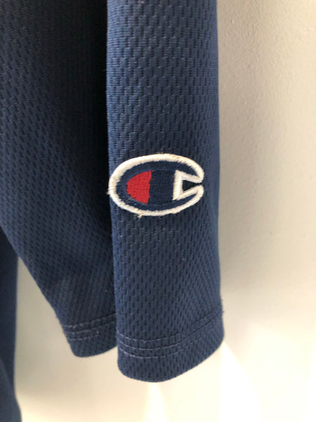 Vintage Champion White tag 3/4 sleeve Polyester Shirt Made in USA Rochester, NY