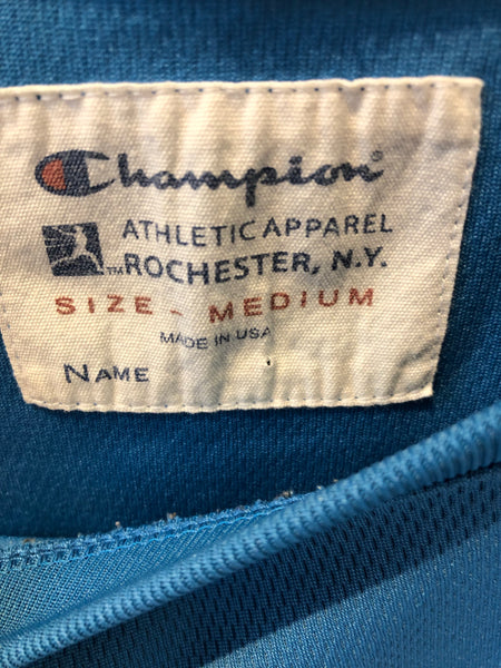 Vintage Champion White tag 3/4 sleeve Polyester Shirt Made in USA Rochester, NY
