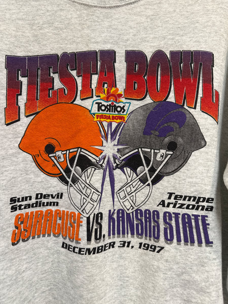 Vintage 1997 Tostitos Fiesta Bowl SU Football Sweatshirt Grey Med SS1114
