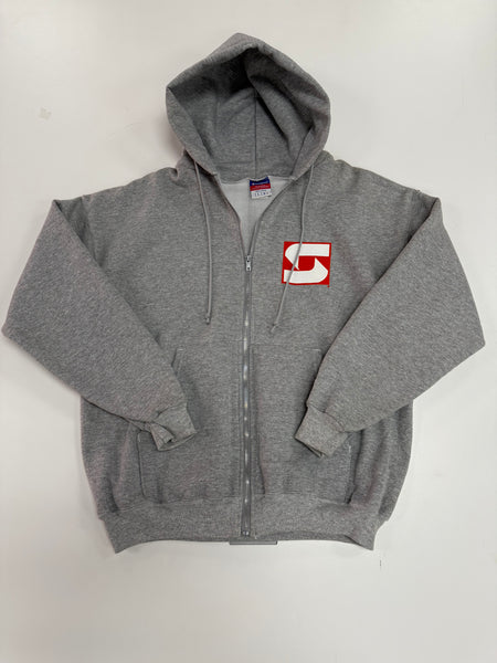 Vintage Champion Syracuse University Interlocking "S" Full Zip Hoodie Sweatshirt Grey SS1236