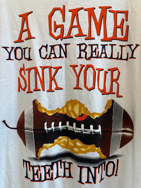 SU Football "A Game You Can Really Sink Your Teeth Into!" S/S T-Shirt NWT White XL USA TS632