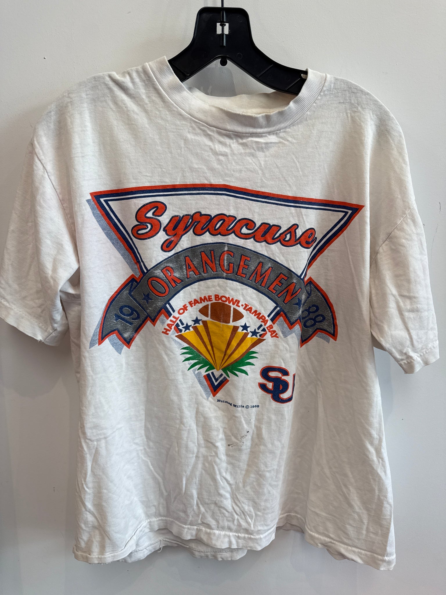 Vintage 1988 Hall of Fame Bowl Game Syracuse Football T Shirt Large/XL TS561