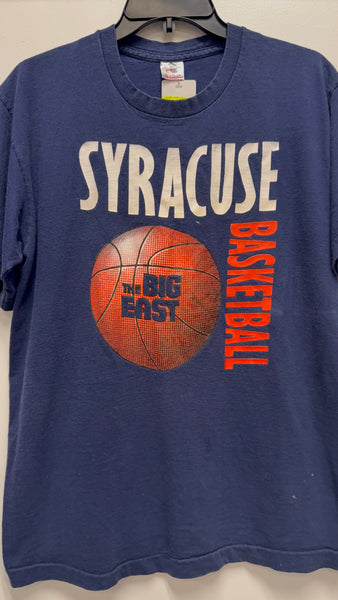 vintage big east Syracuse University basketball navy blue shirt size large ts781