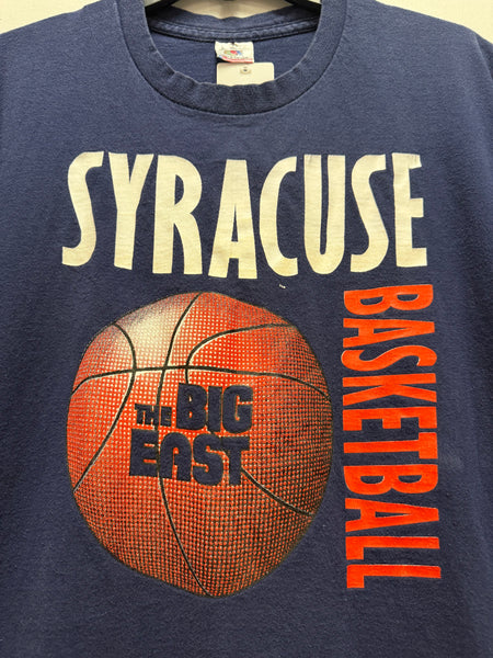 vintage big east Syracuse University basketball navy blue shirt size large ts781