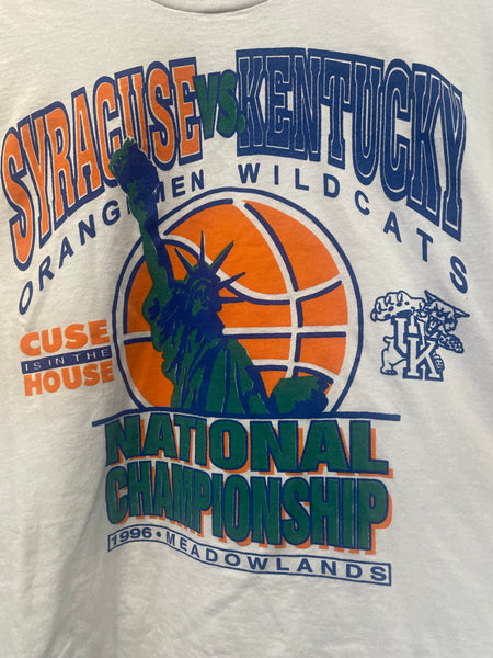 Vintage White National Championship Basketball Tee Syracuse versus Kentucky XL/2XL TS511