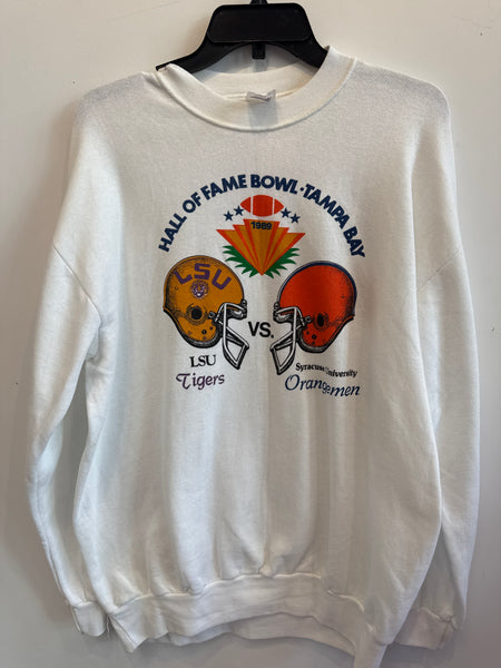 Vintage 1989 Hall of Fame Bowl Sweatshirt Syracuse vs LSU L/XL SS122