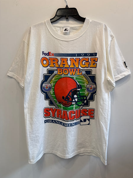 Starter Syracuse Orangemen Football Helmet 1996 Orange Bowl S/S T-Shirt White L TS633