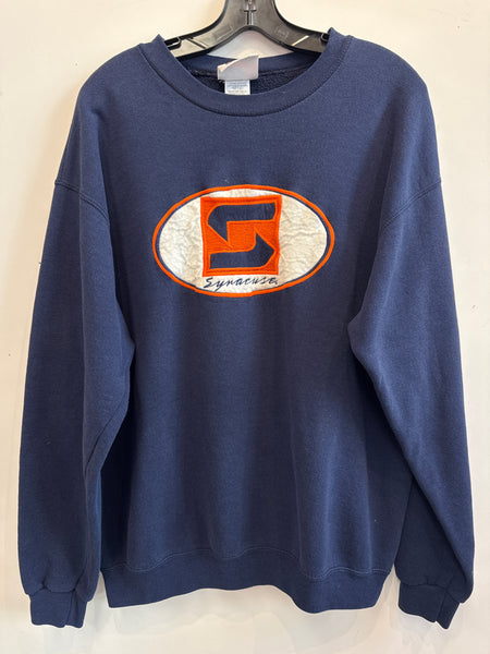 Vintage Syracuse Sweatshirt w/ Stitched Interlocking S Logo Large SS1227