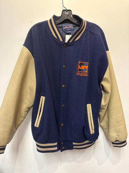 Vintage Syracuse Varsity Jacket w/ Leather Sleeves Large J328