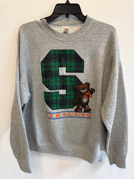 Vintage Syracuse University Sweatshirt w/ Teddy bear and Plaid detail XL SS1210