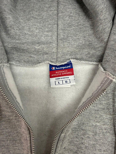 Vintage Champion Syracuse University Interlocking "S" Full Zip Hoodie Sweatshirt Grey SS1236
