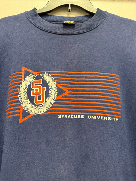 vintage 1980s Syracuse University crest logo navy blue crewneck size xl ss1250