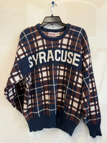 Vintage Plaid Syracuse Cliff Engle Sweater Large SS1180