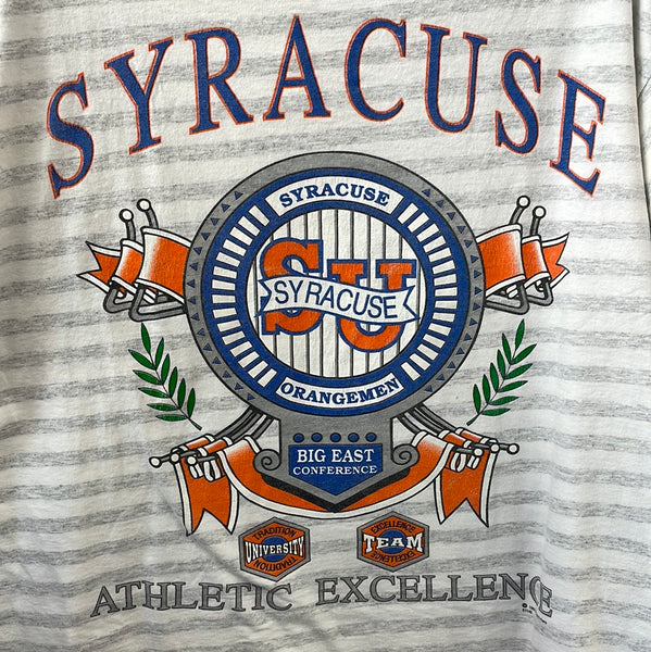 Vintage Striped Syracuse Athletic Excellence T Shirt XL TS459
