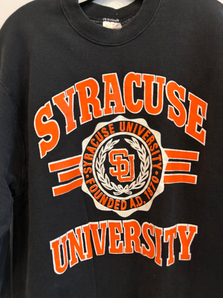 Vintage Black Syracuse University Seal Sweatshirt Large SS1174