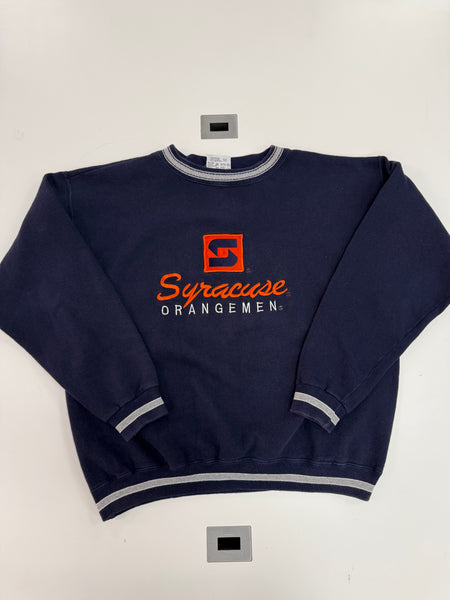 Vintage SU Orangemen Interlocking "S" Stitched Crewneck Sweatshirt Navy XL USA SS1237