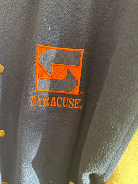 Vintage Syracuse Varsity Jacket w/ Leather Sleeves Large J328