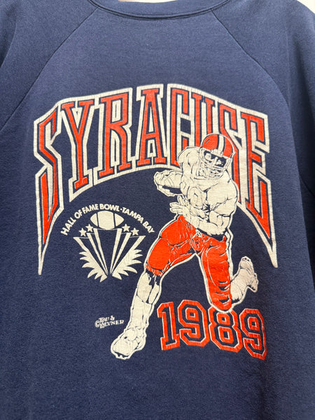 Vtg SU Football Hall of Fame Bowl Tampa Bay '89 Crewneck Sweatshirt Navy L SS1258