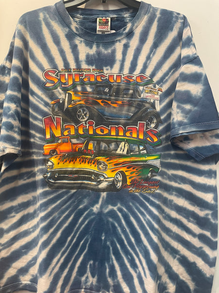 Vintage Tie Dye Syracuse Nationals Car Tee Shirt 3XL TS506