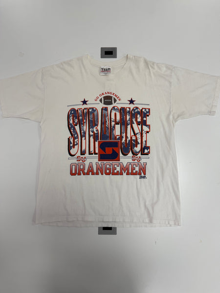 SU Orangemen Football Banner Interlocking "S" S/S T-Shirt White XL TS639