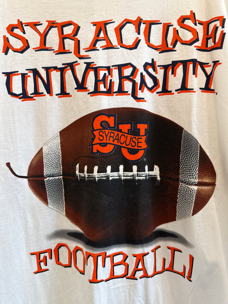 SU Football "A Game You Can Really Sink Your Teeth Into!" S/S T-Shirt NWT White XL USA TS632