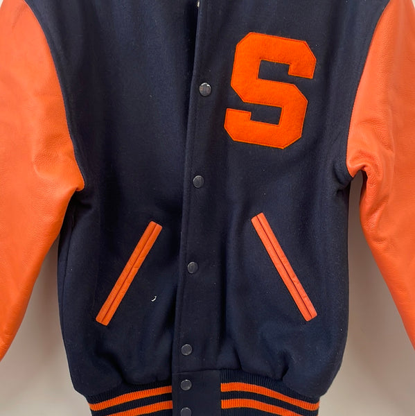 Vintage Syracuse Wool Varsity Jacket w/ Leather Sleeves XS J264