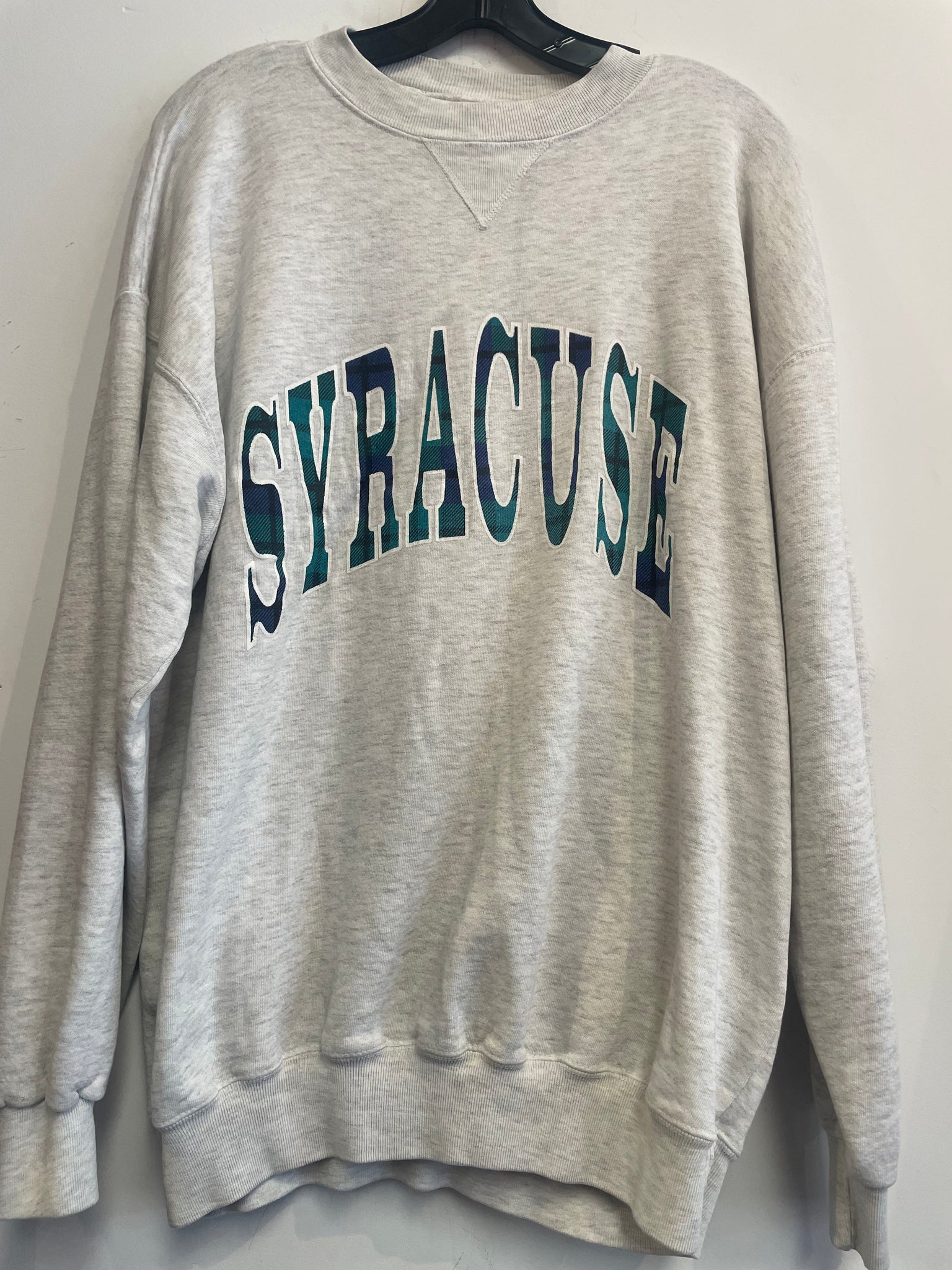 Unique Vintage Blue Green Plaid gray Sweatshirt XL SS1062