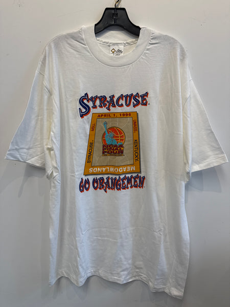 NCAA Final Four '96 Meadowlands Syracuse Go Orangemen T-Shirt White XL USA TS628