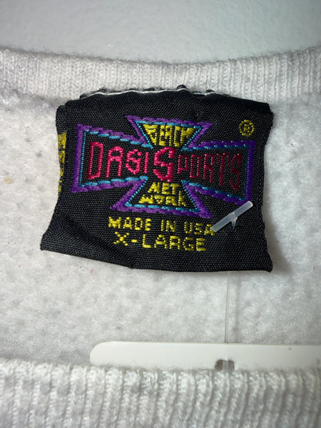 Vtg SU Looney Tunes Taz Interlocking "S" Crewneck Sweatshirt Heather Grey XL USA SS1239