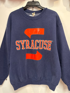 Vintage Syracuse University Interlocking "S" Sweatshirt Navy Blue Large USA SS1112