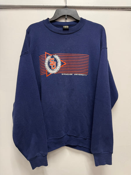 vintage 1980s Syracuse University crest logo navy blue crewneck size xl ss1250