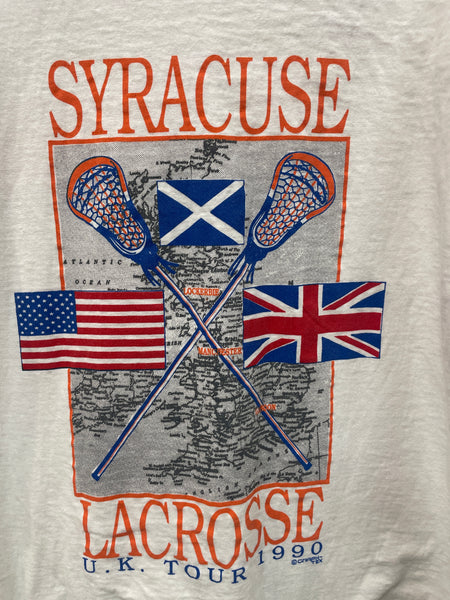 Vintage Syracuse Lacrosse 1990 U.K. Tour T Shirt XL TS476