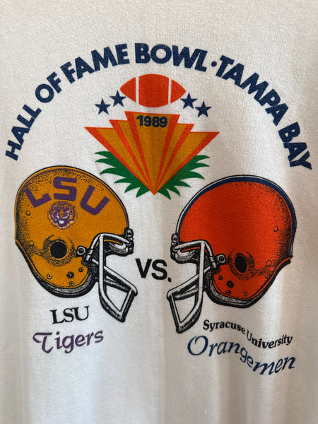 Vintage 1989 Hall of Fame Bowl Sweatshirt Syracuse vs LSU L/XL SS122