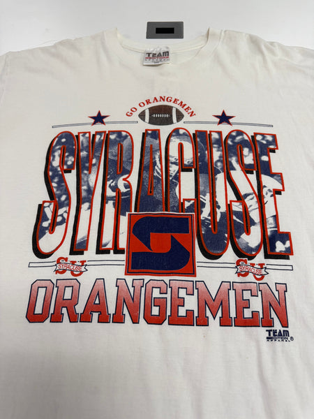 SU Orangemen Football Banner Interlocking "S" S/S T-Shirt White XL TS639