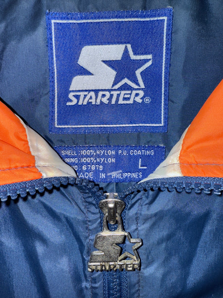 Vintage SU Starter Windbreaker Jacket Large Navy Blue White Orange J159