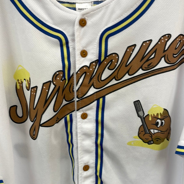 White Syracuse Salt Potatoes Baseball Jersey XL