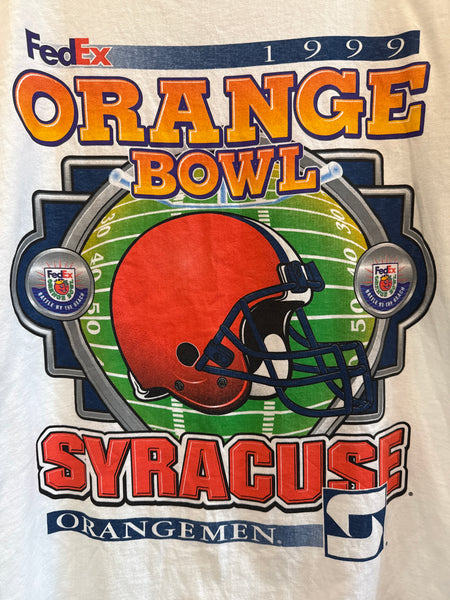Starter Syracuse Orangemen Football Helmet 1996 Orange Bowl S/S T-Shirt White L TS633