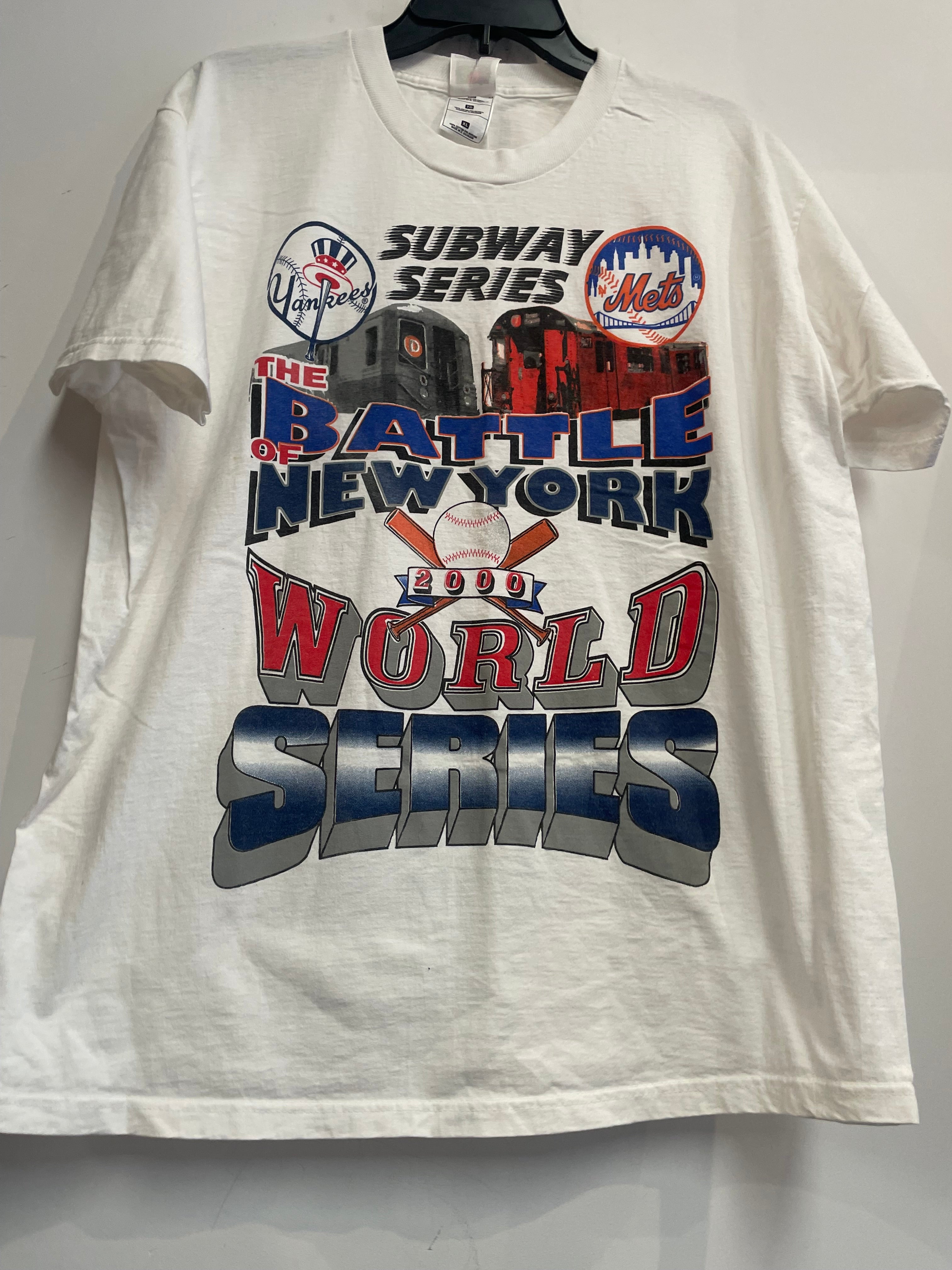 Vintage Yankees Mets Battle of NY '00 World Series Tee White