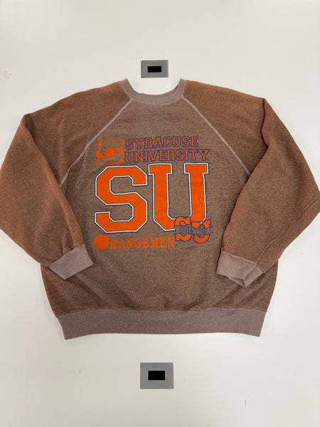 Custom Over-Dyed Vintage SU Orangeman Banner Logo Sweatshirt Brown L/XL USA SS1233