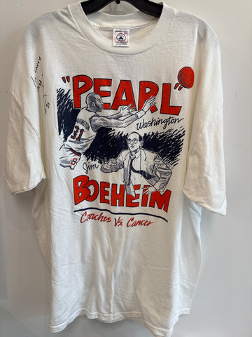 Vintage Coaches vs. Cancer T Shirt w/ Pearl Washington Autograph and pic of Jim Boeheim 2XL TS543