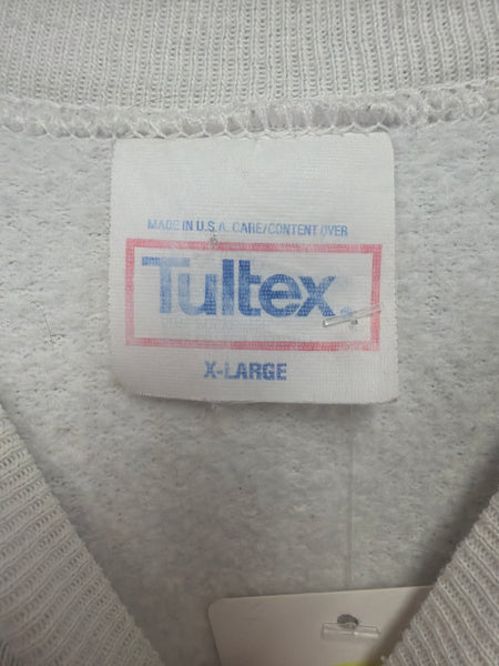 Vtg SU Orangemen SU Banner Interlocking S Raised Screen Print Crewneck Sweatshirt White L/XL USA SS1270