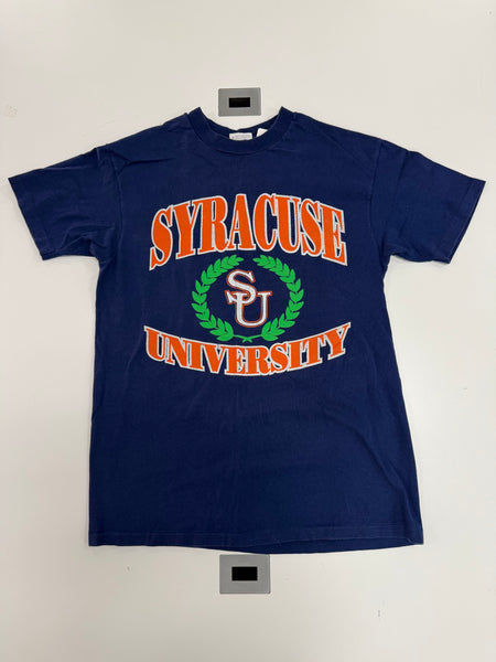 Vtg "SU" Crest S/S T-Shirt Navy L USA TS641