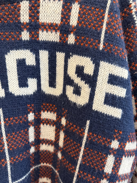 Vintage Syracuse University Plaid Cliff Engle Knit Sweater Medium SS1207
