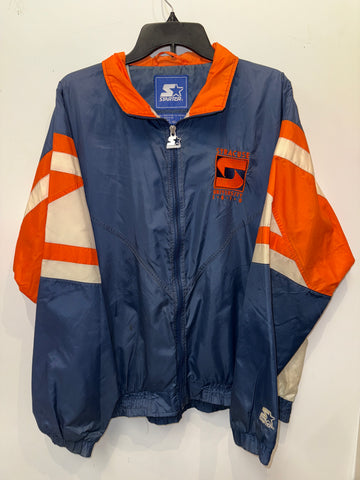 Vintage SU Starter Windbreaker Jacket Large Navy Blue White Orange J159
