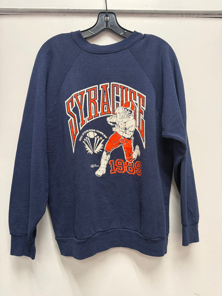 Vtg SU Football Hall of Fame Bowl Tampa Bay '89 Crewneck Sweatshirt Navy L SS1258
