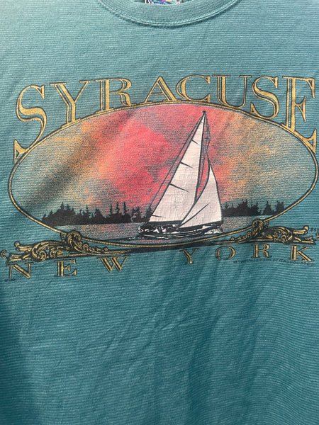 Vintage Striped Green/Blue Syracuse Tee XL TS512